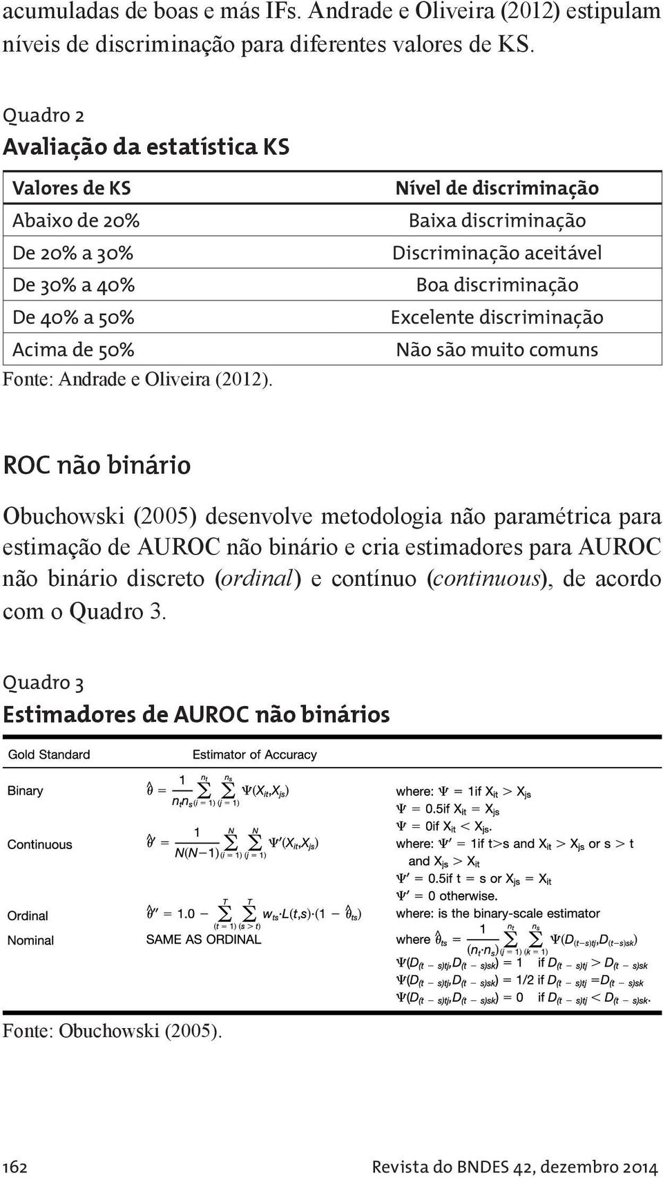 Nível de discriminação Baixa discriminação Discriminação aceitável Boa discriminação Excelente discriminação Não são muito comuns ROC não binário Obuchowski (2005) desenvolve