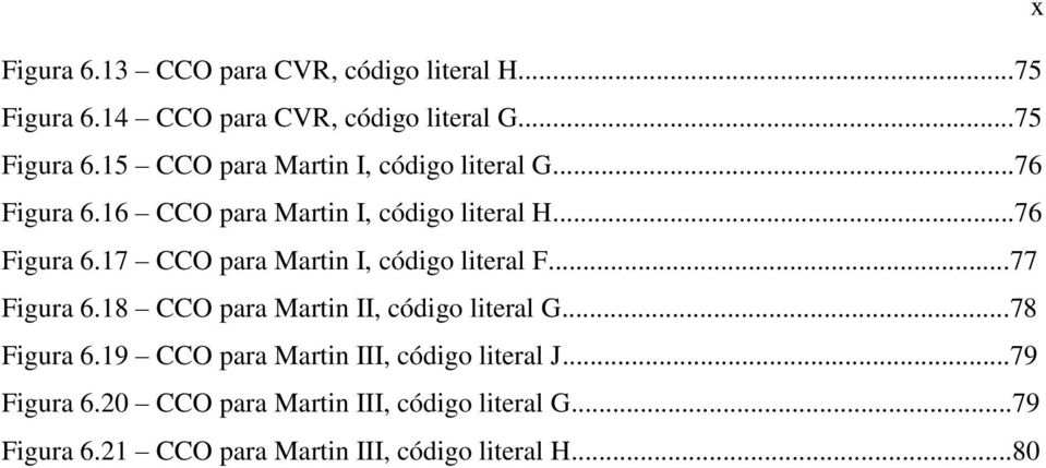 18 CCO para Martin II, código literal G...78 Figura 6.19 CCO para Martin III, código literal J...79 Figura 6.