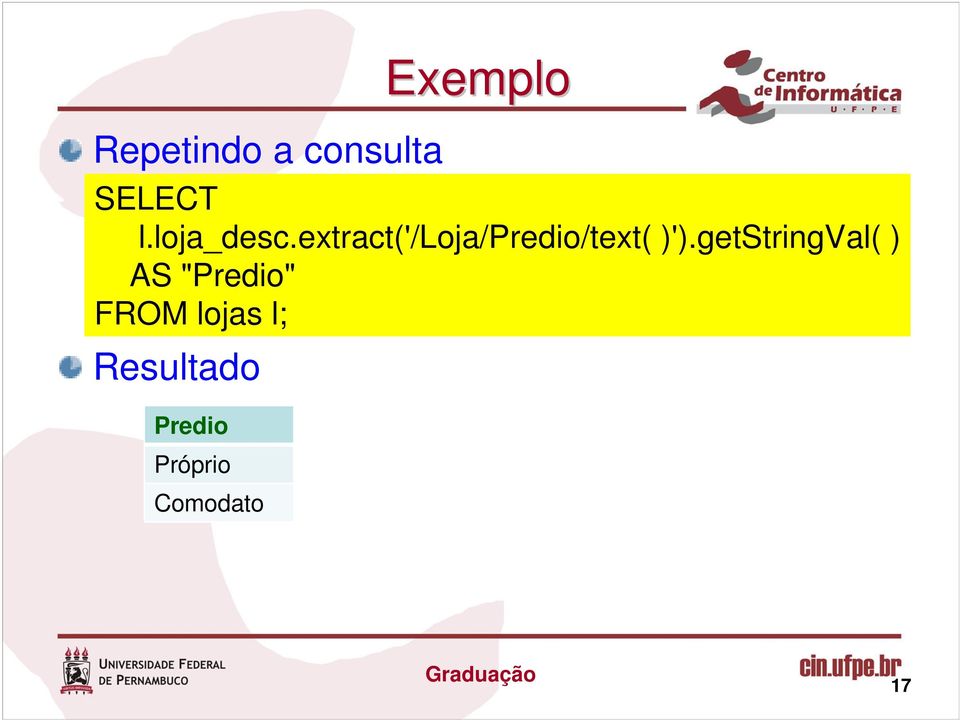 extract('/loja/predio/text( )').