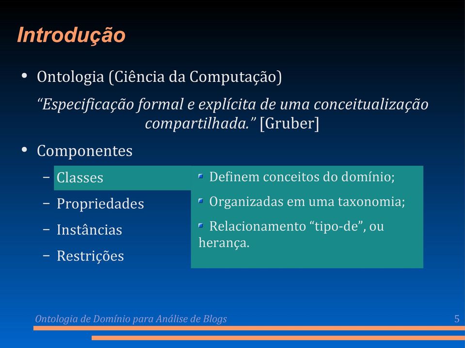 [Gruber] Componentes Classes Propriedades Instâncias Restrições Definem