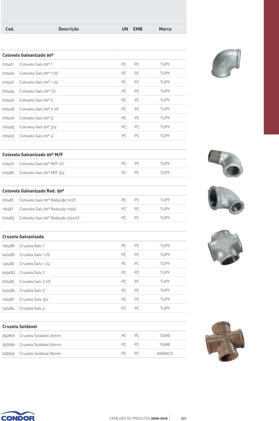 Galvanizado 90º M/F 010479 Cotovelo Galv 90º M/F 1/2 PC PC TUPY 010480 Cotovelo Galv 90º M/F 3/4 PC PC TUPY Cotovelo Galvanizado Red.