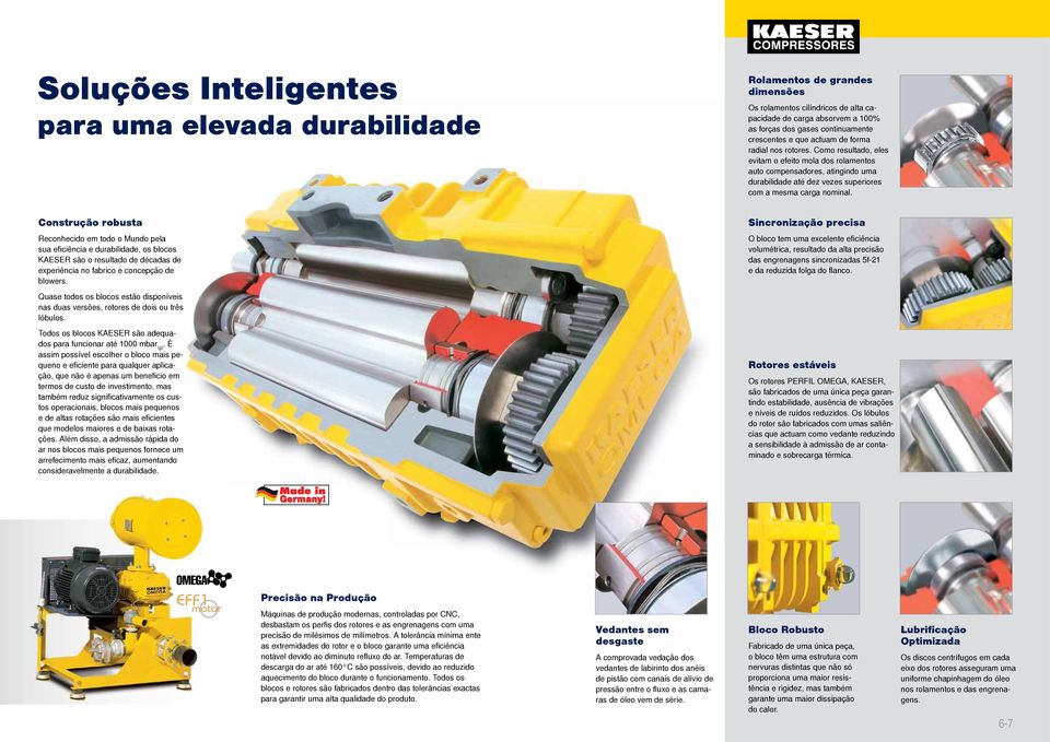 Construção robusta Reconhecido em todo o Mundo pela sua efi ciência e durabilidade, os blocos KAESER são o resultado de décadas de experiência no fabrico e concepção de blowers.