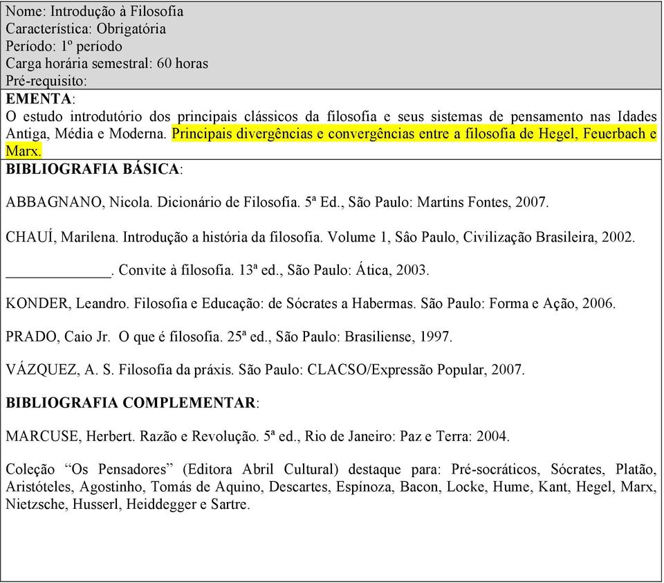 Introdução a história da filosofia. Volume 1, Sâo Paulo, Civilização Brasileira, 2002.. Convite à filosofia. 13ª ed., São Paulo: Ática, 2003. KONDER, Leandro.