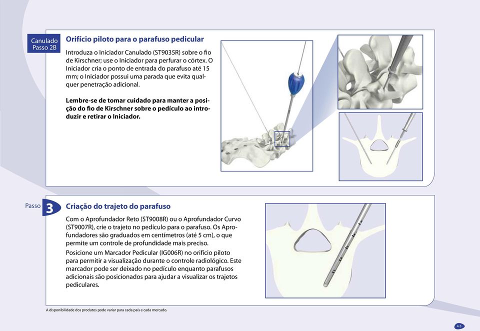 Lembre-se de tomar cuidado para manter a posição do fio de Kirschner sobre o pedículo ao introduzir e retirar o Iniciador.