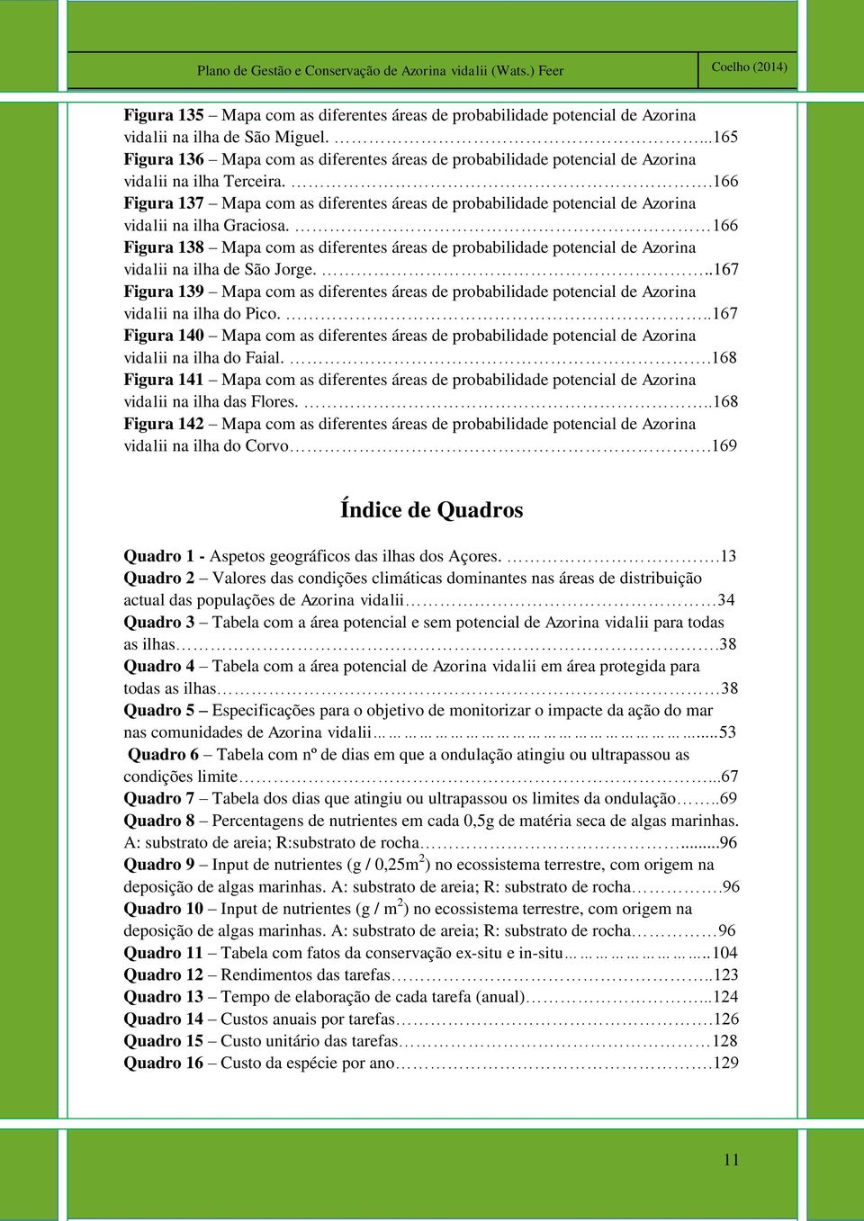 .166 Figura 137 Mapa com as diferentes áreas de probabilidade potencial de Azorina vidalii na ilha Graciosa.