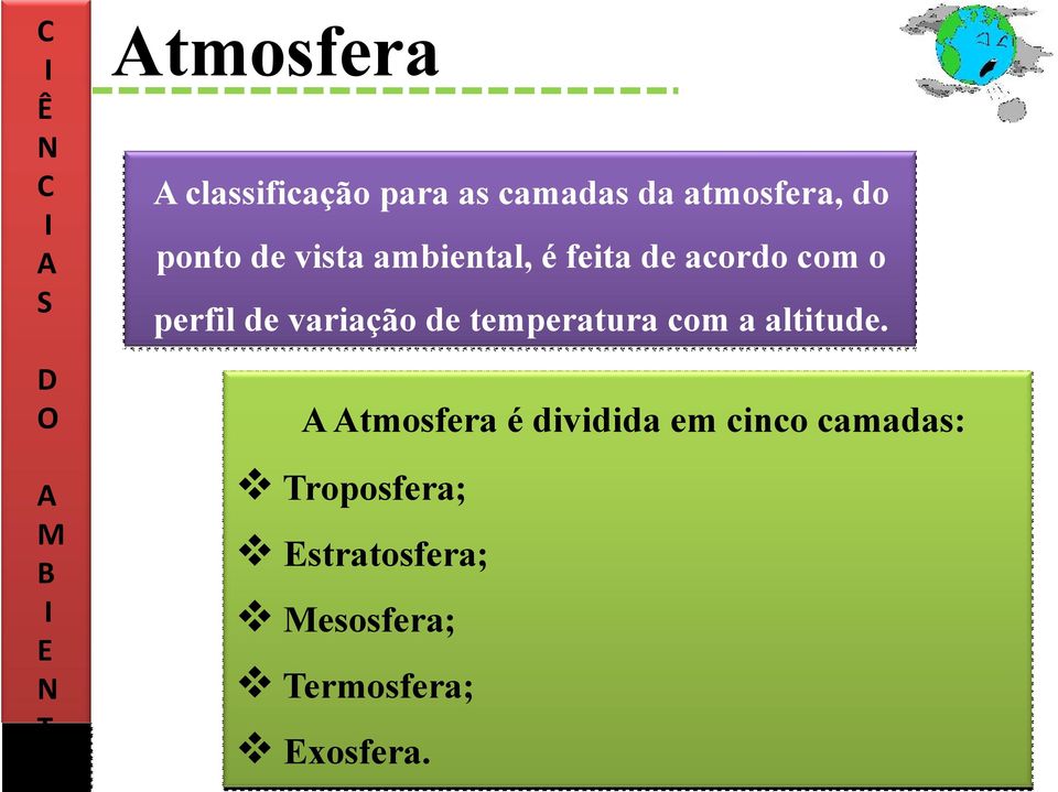 variação de temperatura com a altitude.