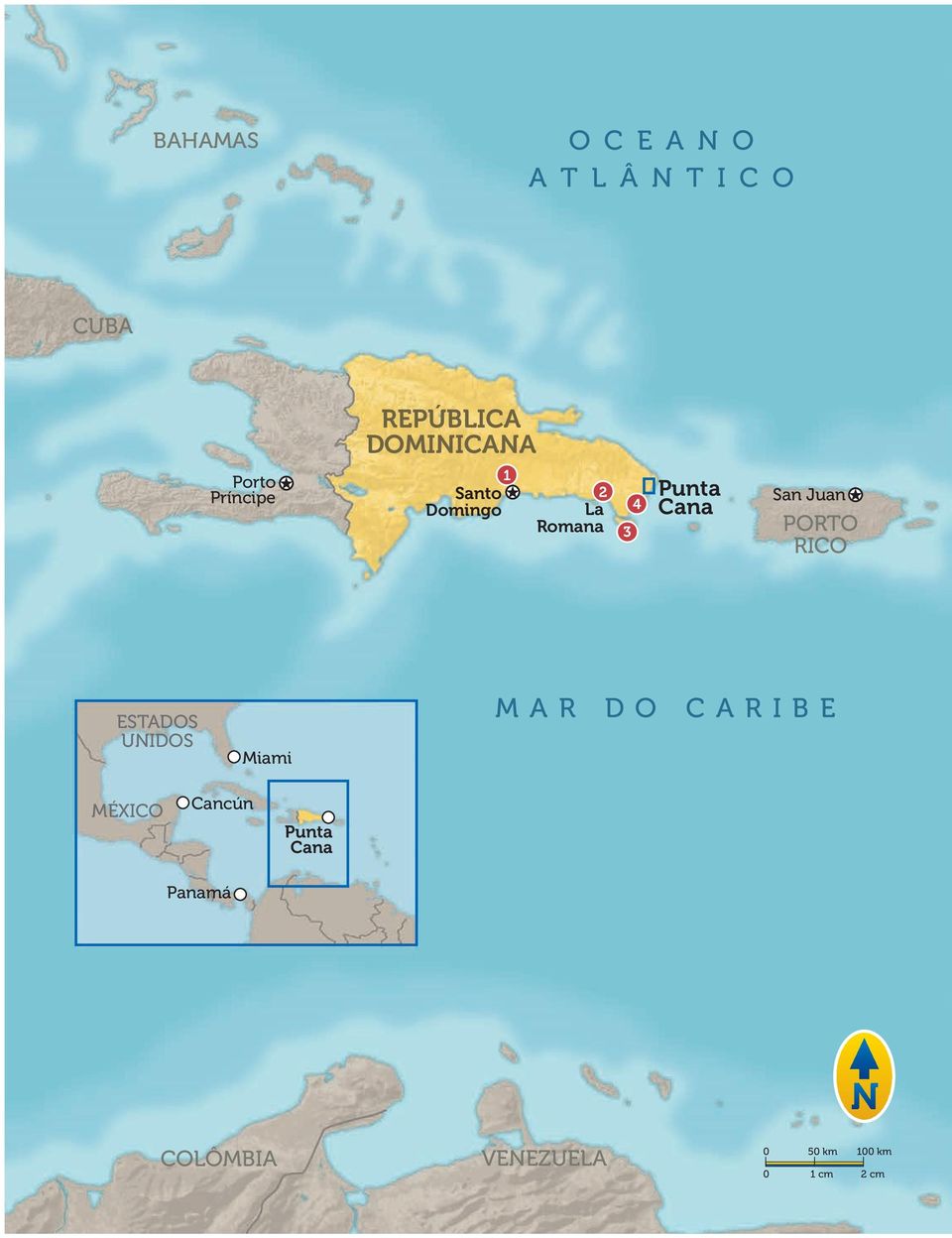 PORTO RICO ESTADOS UNIDOS Miami MAR DO CARIBE MÉXICO Cancún