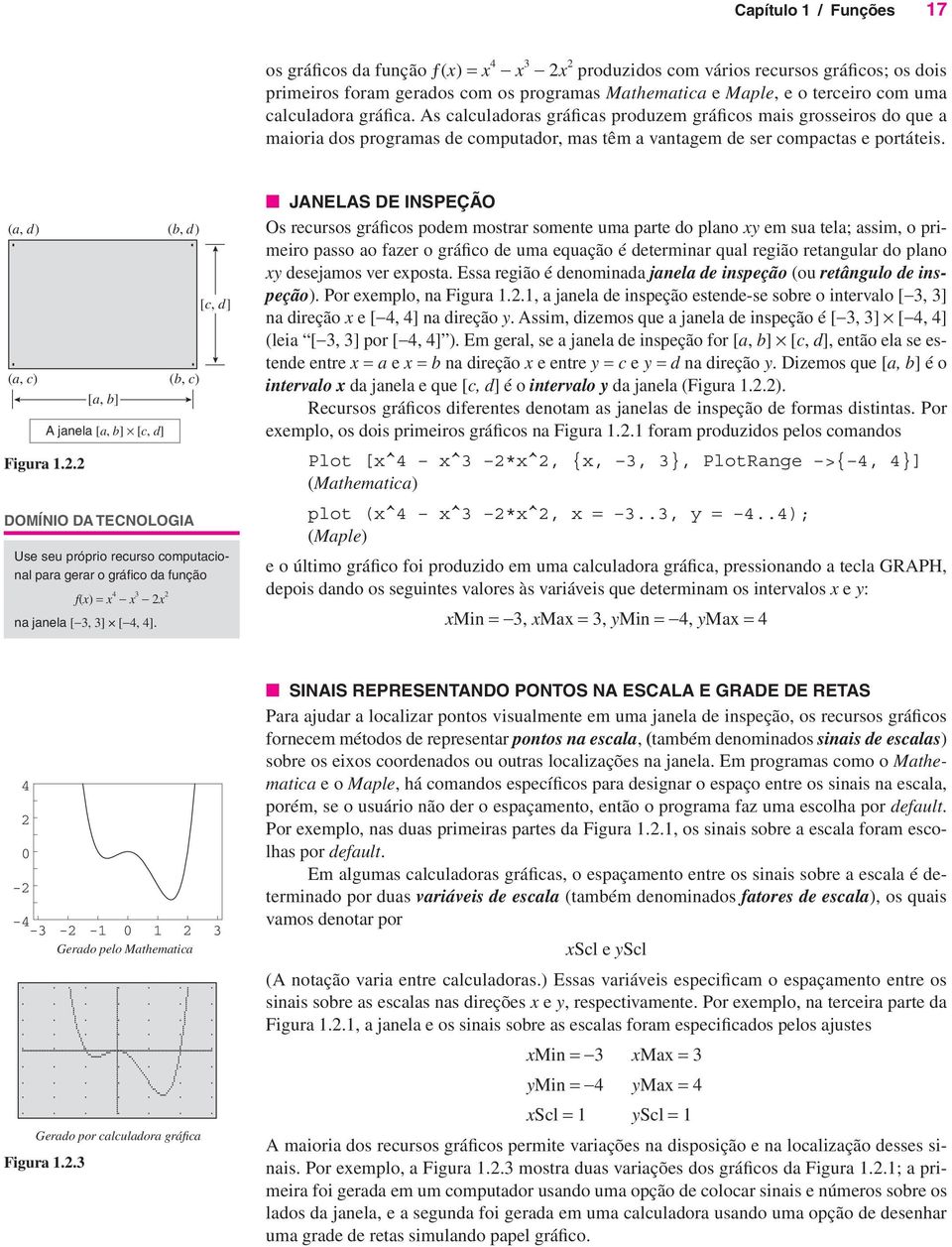 . [a, b] A janela [a, b] [c, d] (b, d) (b, c) DOMÍNIO DA TECNOLOGIA [c, d] Use seu próprio recurso computacional para gerar o gráfi co da função f() = na janela [, ] [, ].