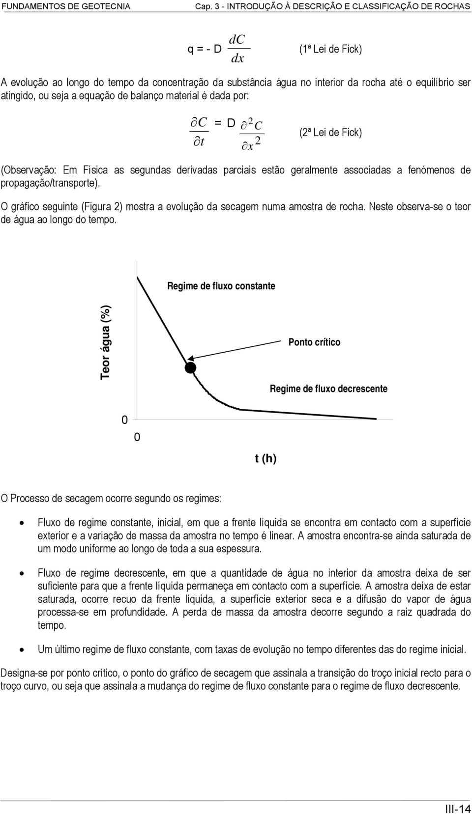 O gráfico seguinte (Figura 2) mostra a evolução da secagem numa amostra de rocha. Neste observa-se o teor de água ao longo do tempo.