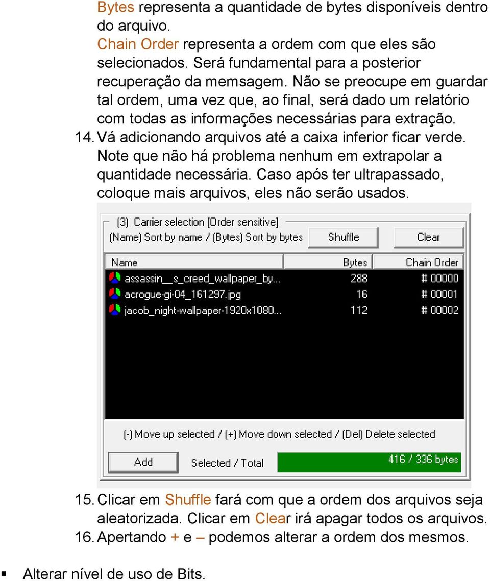 Não se preocupe em guardar tal ordem, uma vez que, ao final, será dado um relatório com todas as informações necessárias para extração. 14.