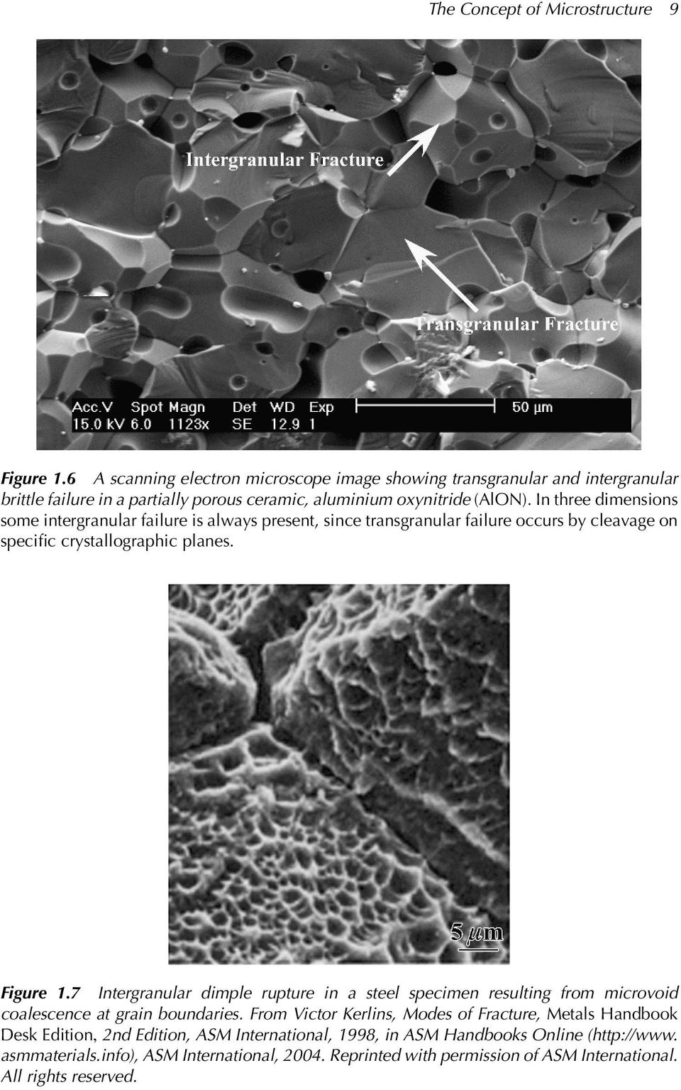 In three dimensions some intergranular failure is always present, since transgranular failure occurs by cleavage on specific crystallographic planes. Figure 1.