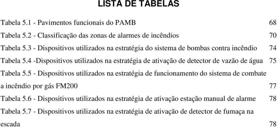 4 -Dispositivos utilizados na estratégia de ativação de detector de vazão de água 75 Tabela 5.