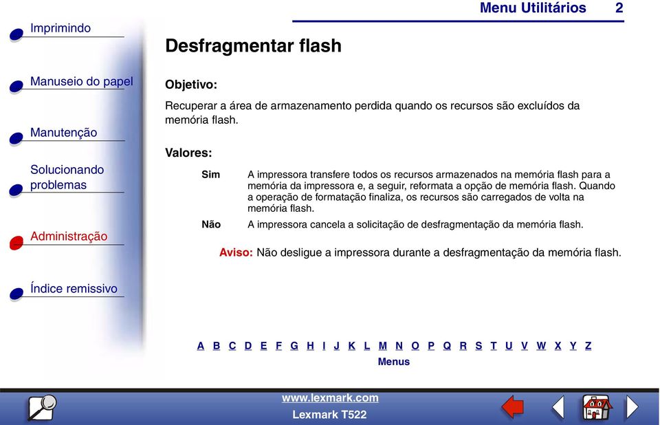 reformata a opção de memória flash.