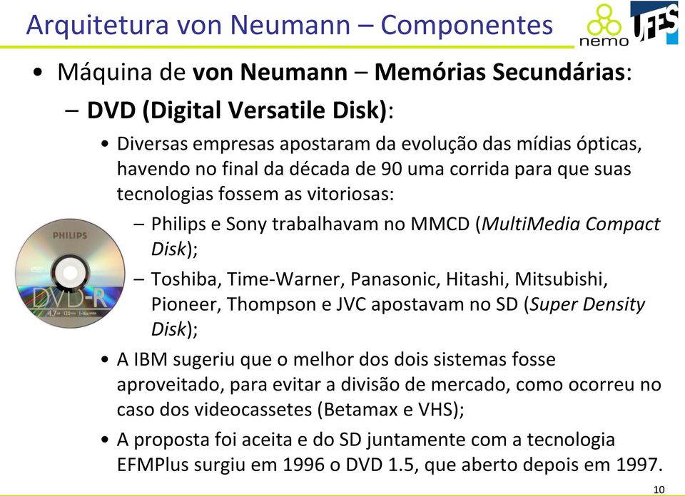 Thompson e JVC apostavam no SD (Super Density Disk); A IBM sugeriu que o melhor dos dois sistemas fosse aproveitado, para evitar a divisão de mercado, como
