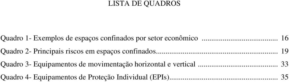 .. 16 Quadro 2- Principais riscos em espaços confinados.