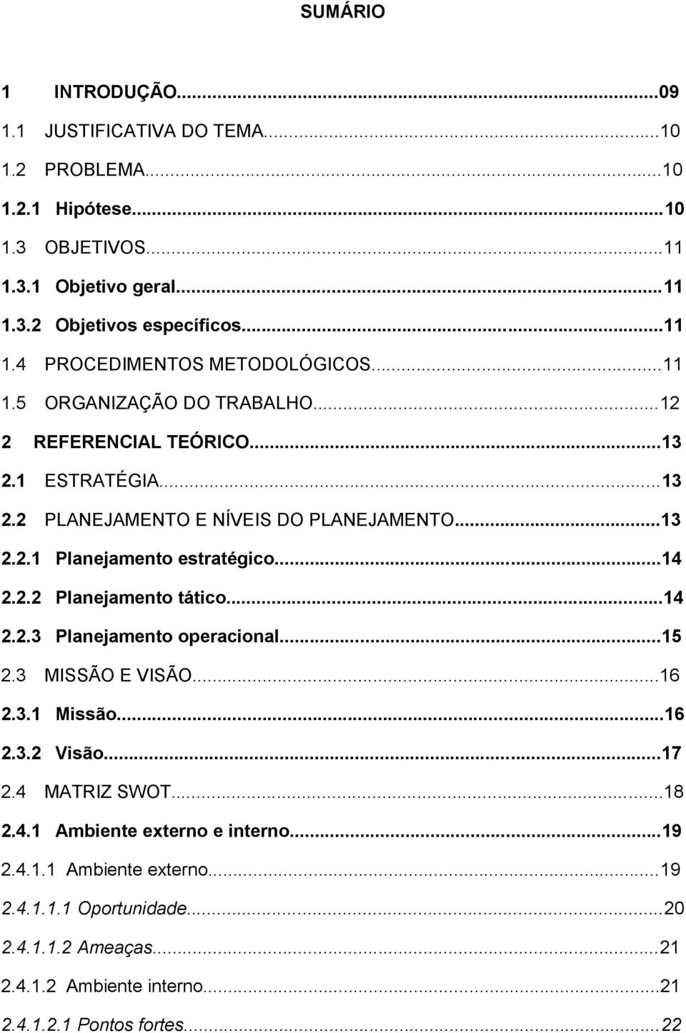 ..14 2.2.3 Planejamento operacional...15 2.3 MISSÃO E VISÃO...16 2.3.1 Missão...16 2.3.2 Visão...17 2.4 MATRIZ SWOT...18 2.4.1 Ambiente externo e interno...19 2.4.1.1 Ambiente externo...19 2.4.1.1.1 Oportunidade.