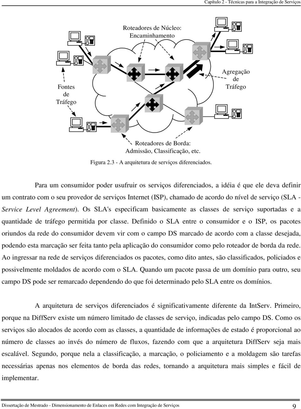 Para um consumidor poder usufruir os serviços diferenciados, a idéia é que ele deva definir um contrato com o seu provedor de serviços Internet (ISP), chamado de acordo do nível de serviço (SLA -