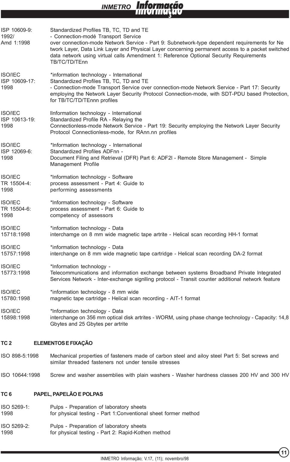 *information technology - lnternational ISP 10609-17: Standardized Profiles TB, TC, TD and TE 1998 - Connection-mode Transport Service over connection-mode Network Service - Part 17: Security