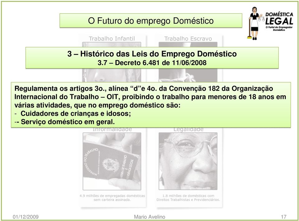 da Convenção 182 da Organização Internacional do Trabalho OIT, proibindo o trabalho