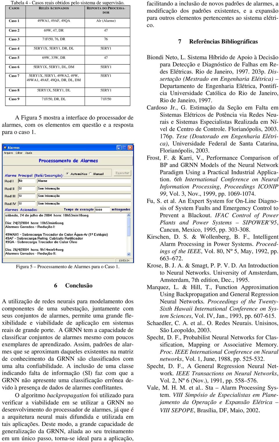 71F/50, DR, DL 71F/50 A Figura 5 mostra a interface do processador de alarmes, com os elementos em questão e a resposta para o caso 1 Figura 5 Processamento de Alarmes para o Caso 1 6 Conclusão A