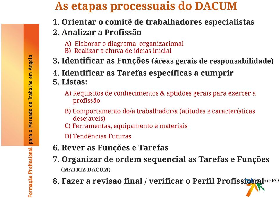 Identificar as Tarefas específicas a cumprir 5.