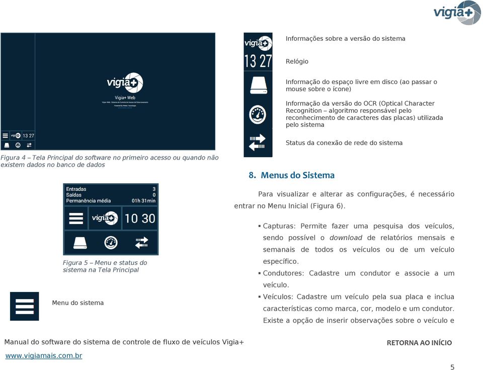 de dados 8. Menus do Sistema Para visualizar e alterar as configurações, é necessário entrar no Menu Inicial (Figura 6).