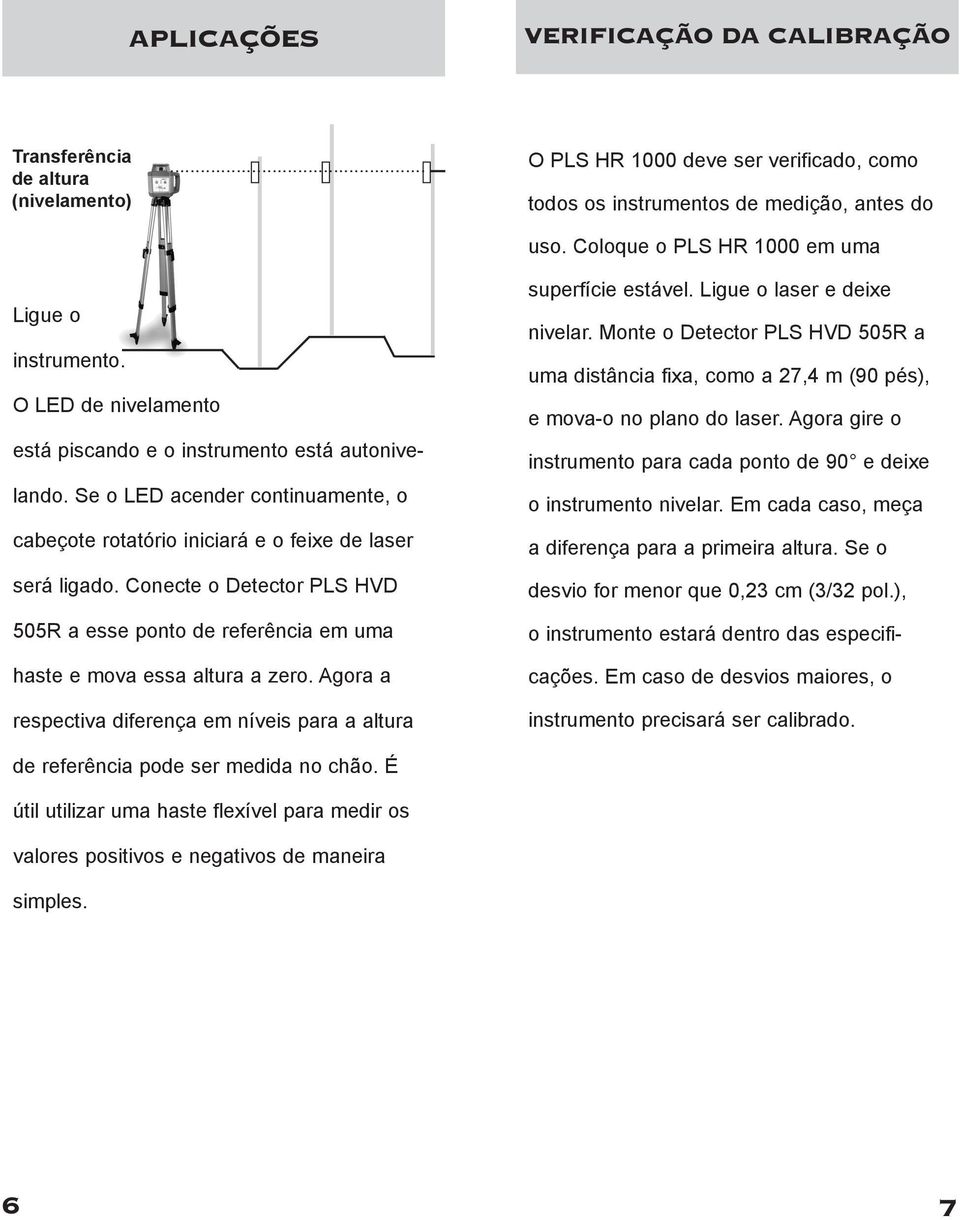 Se o LED acender continuamente, o cabeçote rotatório iniciará e o feixe de laser será ligado. Conecte o Detector PLS HVD 505R a esse ponto de referência em uma haste e mova essa altura a zero.