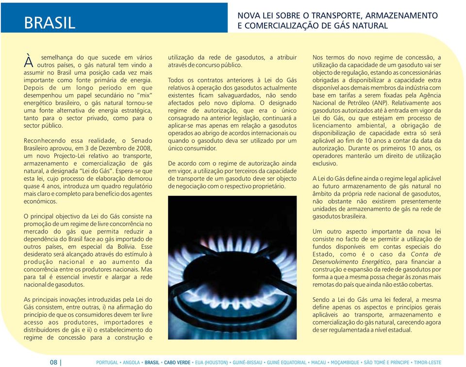 Depois de um longo período em que desempenhou um papel secundário no mix energético brasileiro, o gás natural tornou-se uma fonte alternativa de energia estratégica, tanto para o sector privado, como