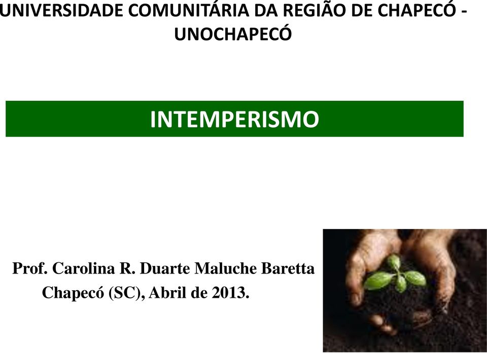 INTEMPERISMO Prof. Carolina R.