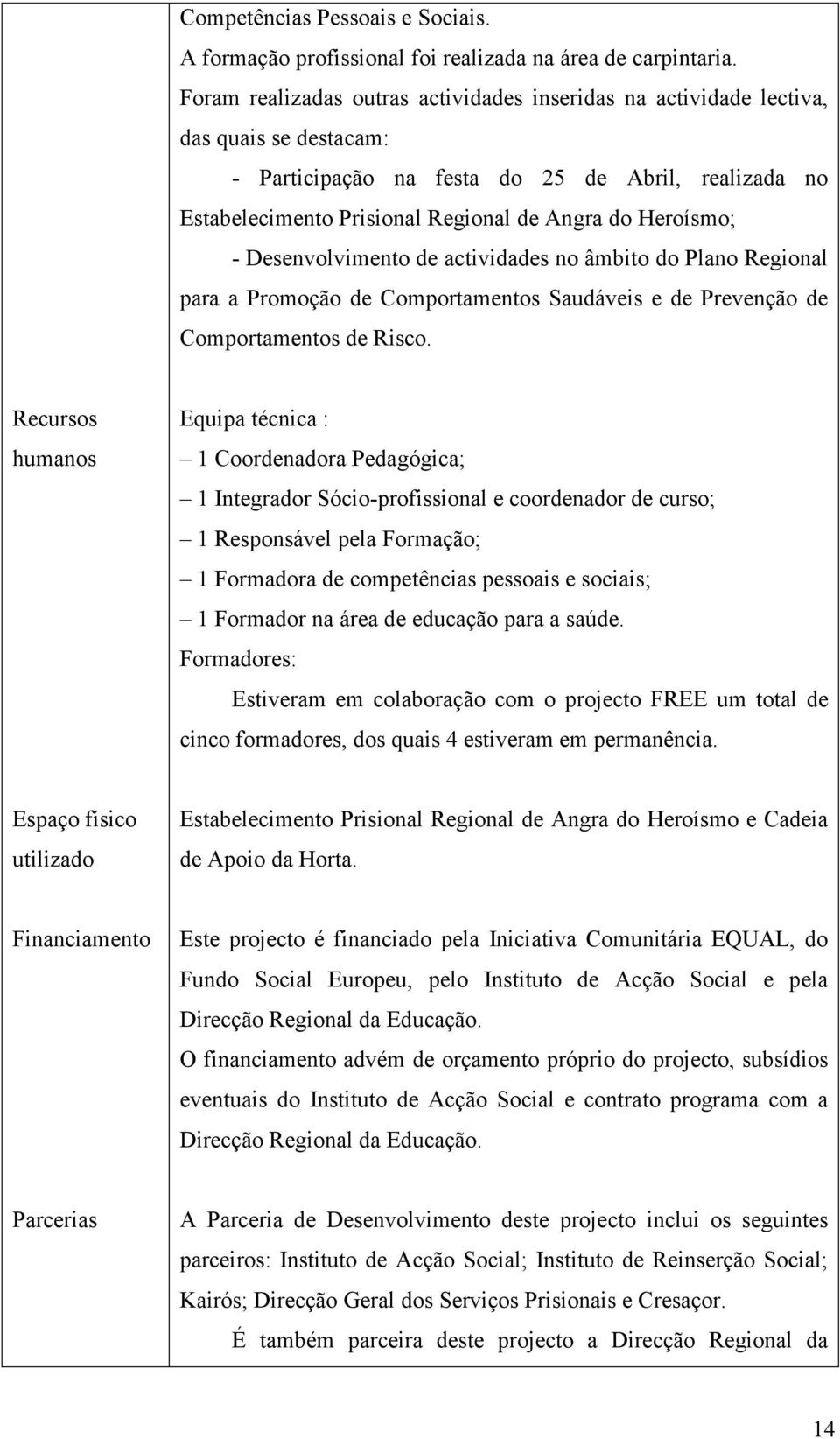 Heroísmo; - Desenvolvimento de actividades no âmbito do Plano Regional para a Promoção de Comportamentos Saudáveis e de Prevenção de Comportamentos de Risco.