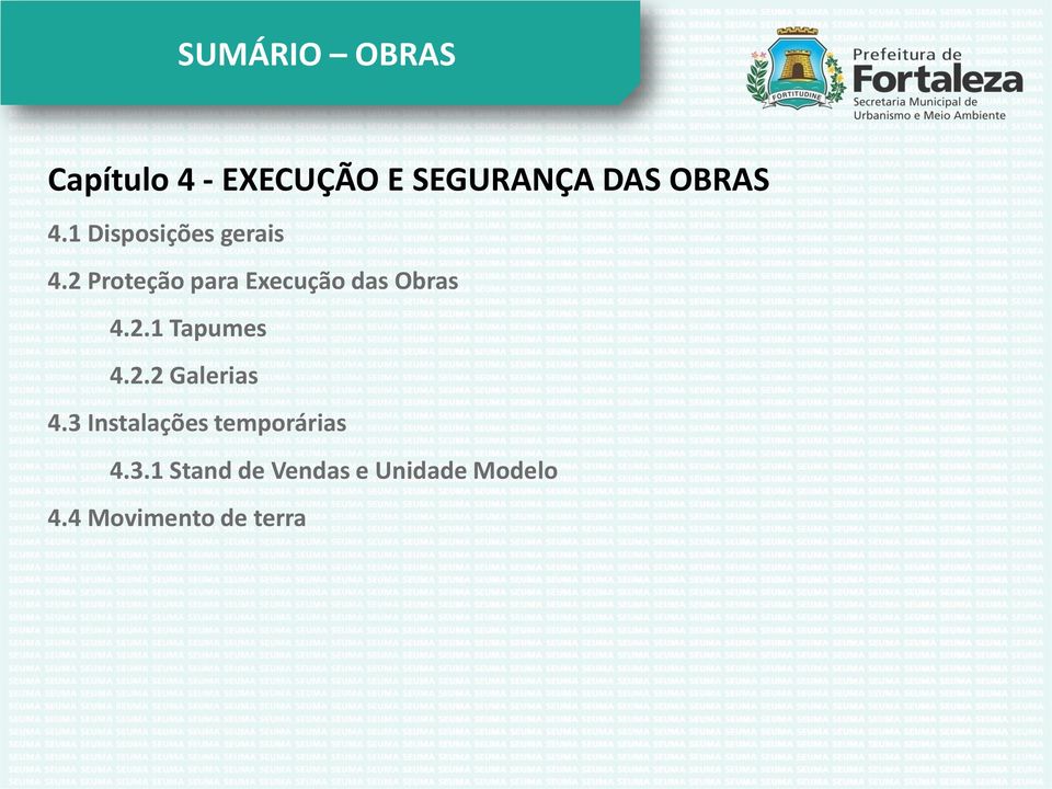 2 Proteção para Execução das Obras 4.2.1 Tapumes 4.2.2 Galerias 4.