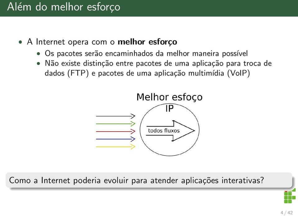 pacotes de uma aplicação para troca de dados (FTP) e pacotes de uma aplicação