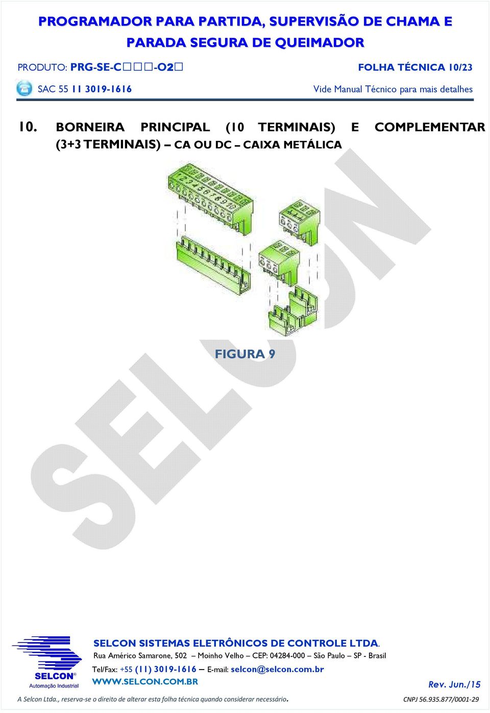 BORNEIRA PRINCIPAL (10 TERMINAIS) E