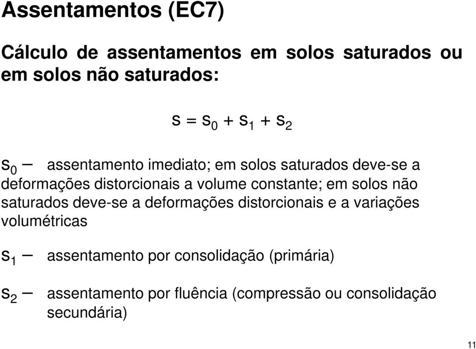 constante; em solos não saturados deve-se a deformações distorcionais e a variações volumétricas s 1 s