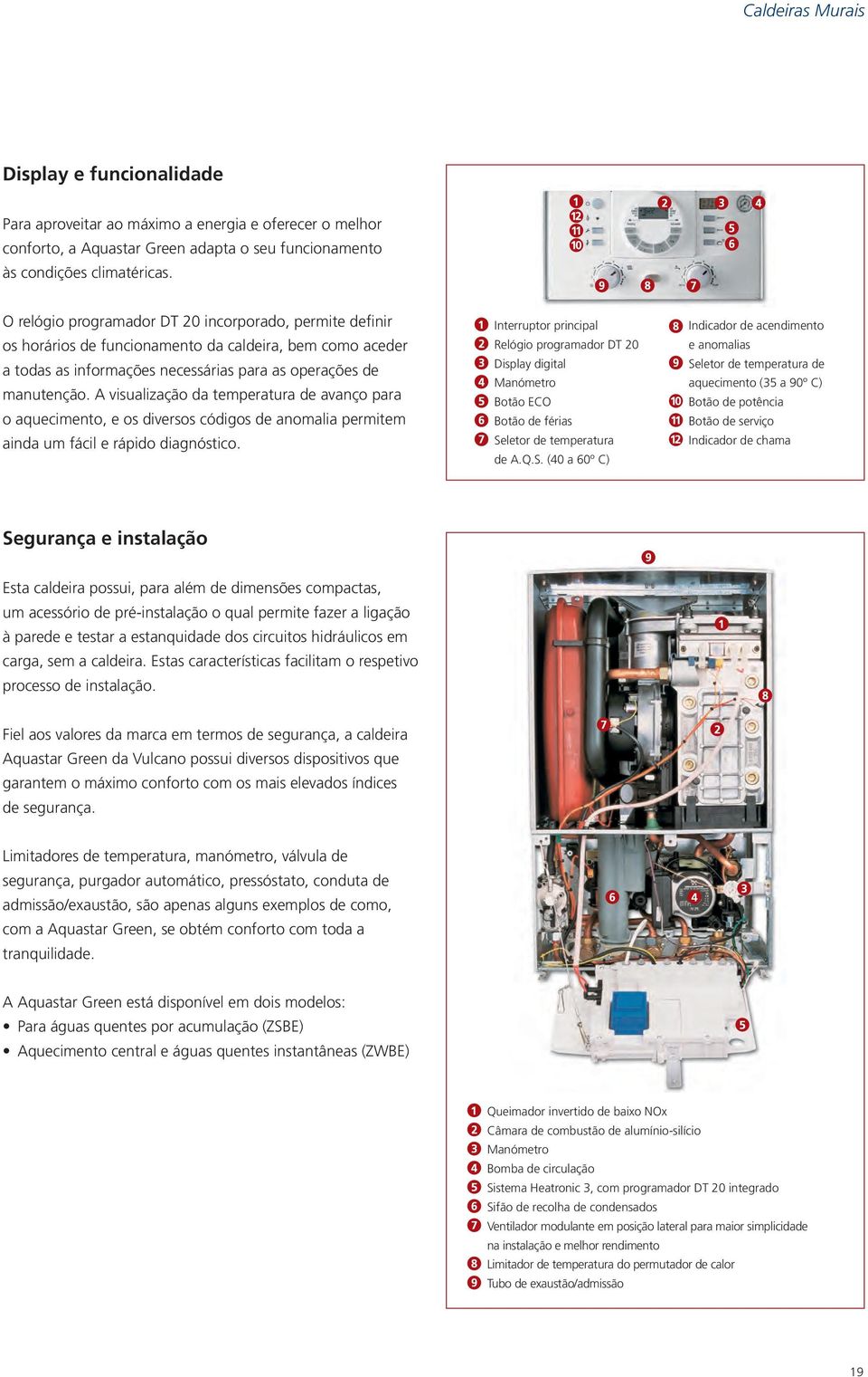 A visualização da temperatura de avanço para o aquecimento, e os diversos códigos de anomalia permitem ainda um fácil e rápido diagnóstico.