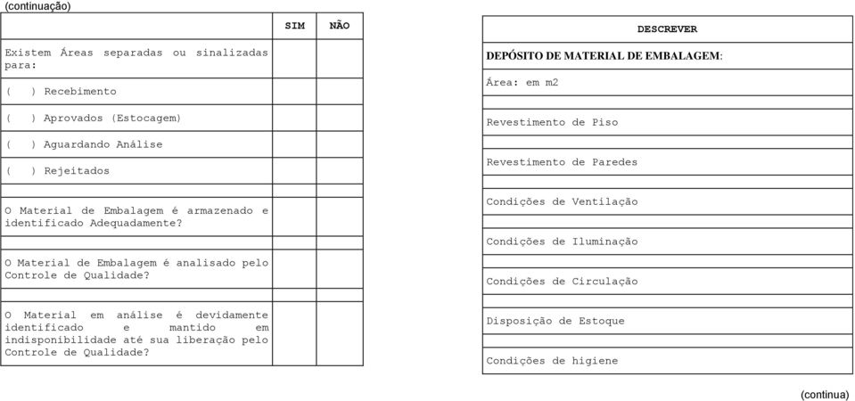 O Material de Embalagem é analisado pelo Controle de Qualidade?