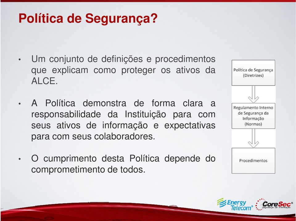 ALCE. A Política demonstra de forma clara a responsabilidade da Instituição para