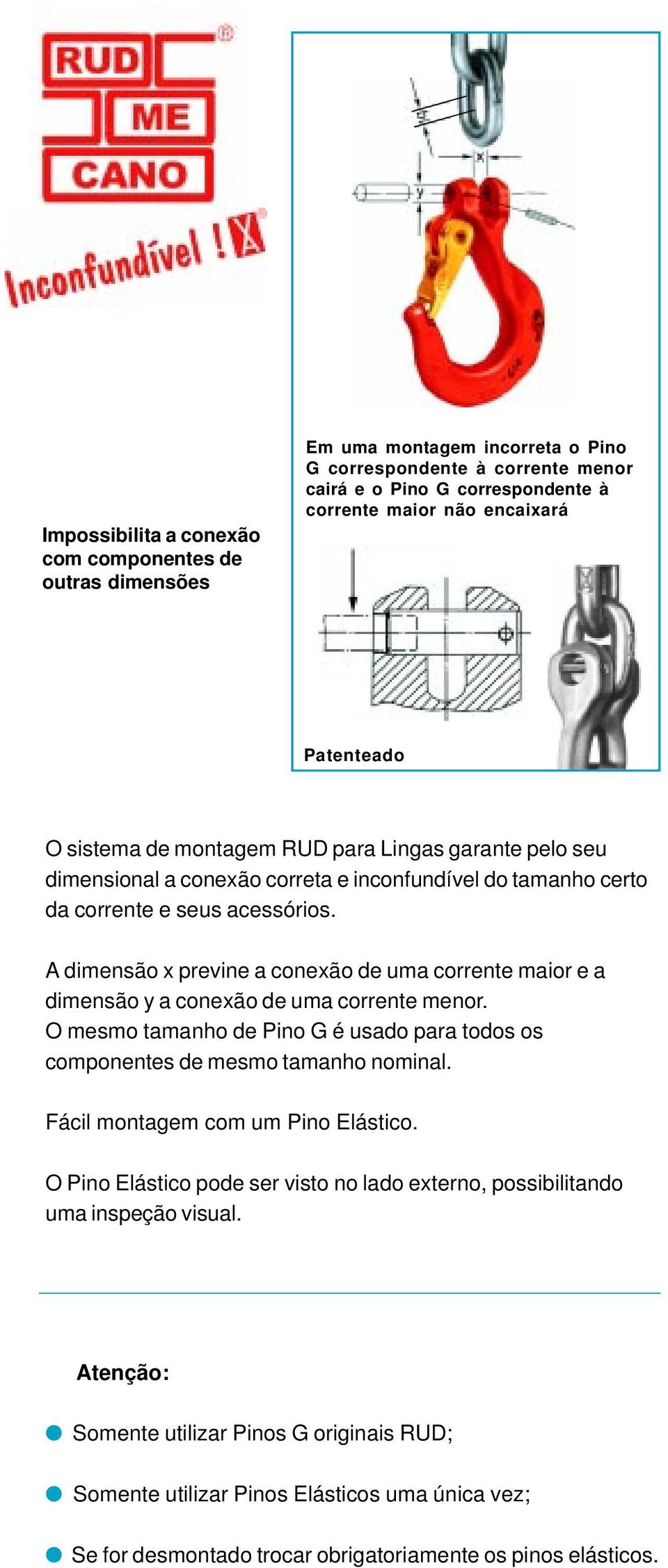 dimensão x previne a conexão de uma corrente maior e a dimensão y a conexão de uma corrente menor. O mesmo tamanho de Pino G é usado para todos os componentes de mesmo tamanho nominal.