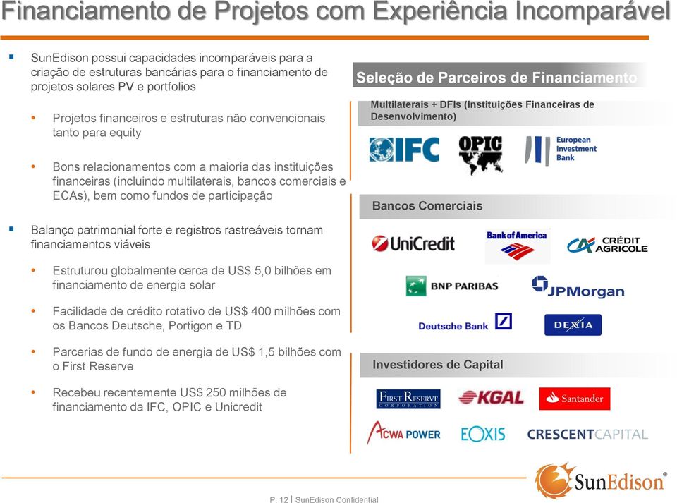 a maioria das instituições financeiras (incluindo multilaterais, bancos comerciais e ECAs), bem como fundos de participação Bancos Comerciais Balanço patrimonial forte e registros rastreáveis tornam