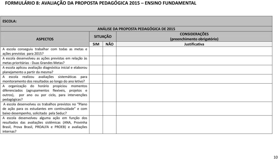 A escola realizou avaliações sistemáticas para monitoramento dos resultados ao longo do ano letivo?