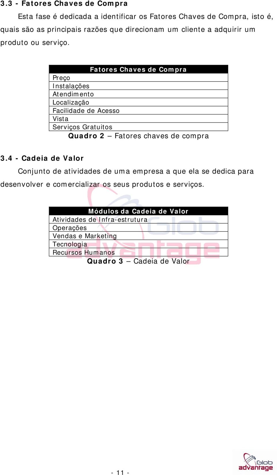 Fatores Chaves de Compra Preço Instalações Atendimento Localização Facilidade de Acesso Vista Serviços Gratuitos Quadro 2 Fatores chaves de compra 3.