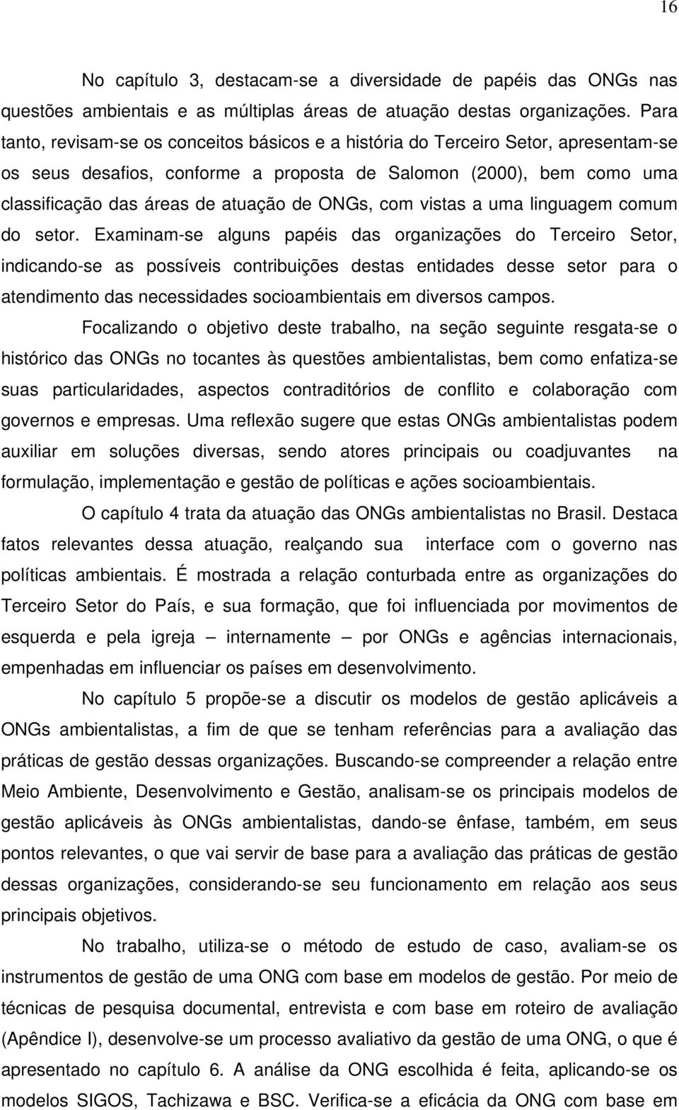 ONGs, com vistas a uma linguagem comum do setor.