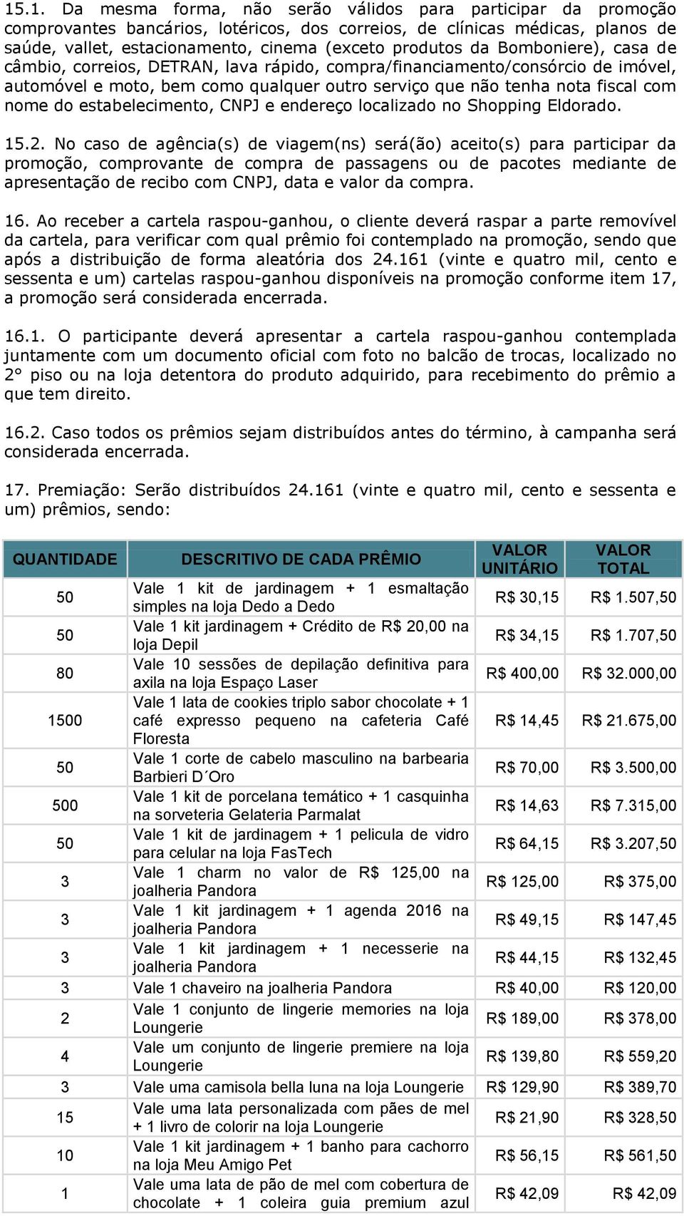 do estabelecimento, CNPJ e endereço localizado no Shopping Eldorado. 5.