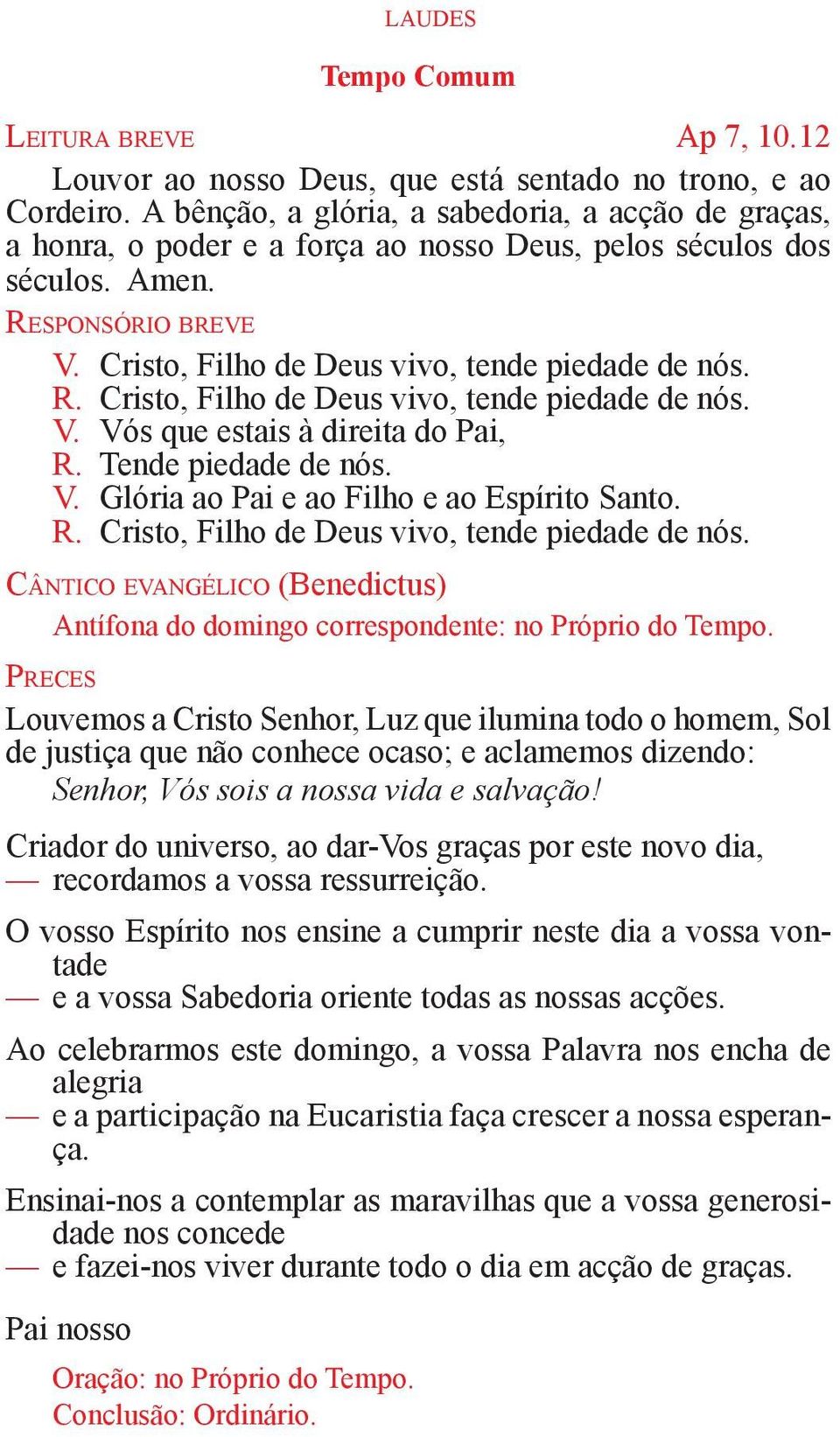 Tende piedade de nós. V. Glória ao Pai e ao Filho e ao Espírito Santo. R. Cristo, Filho de Deus vivo, tende piedade de nós.