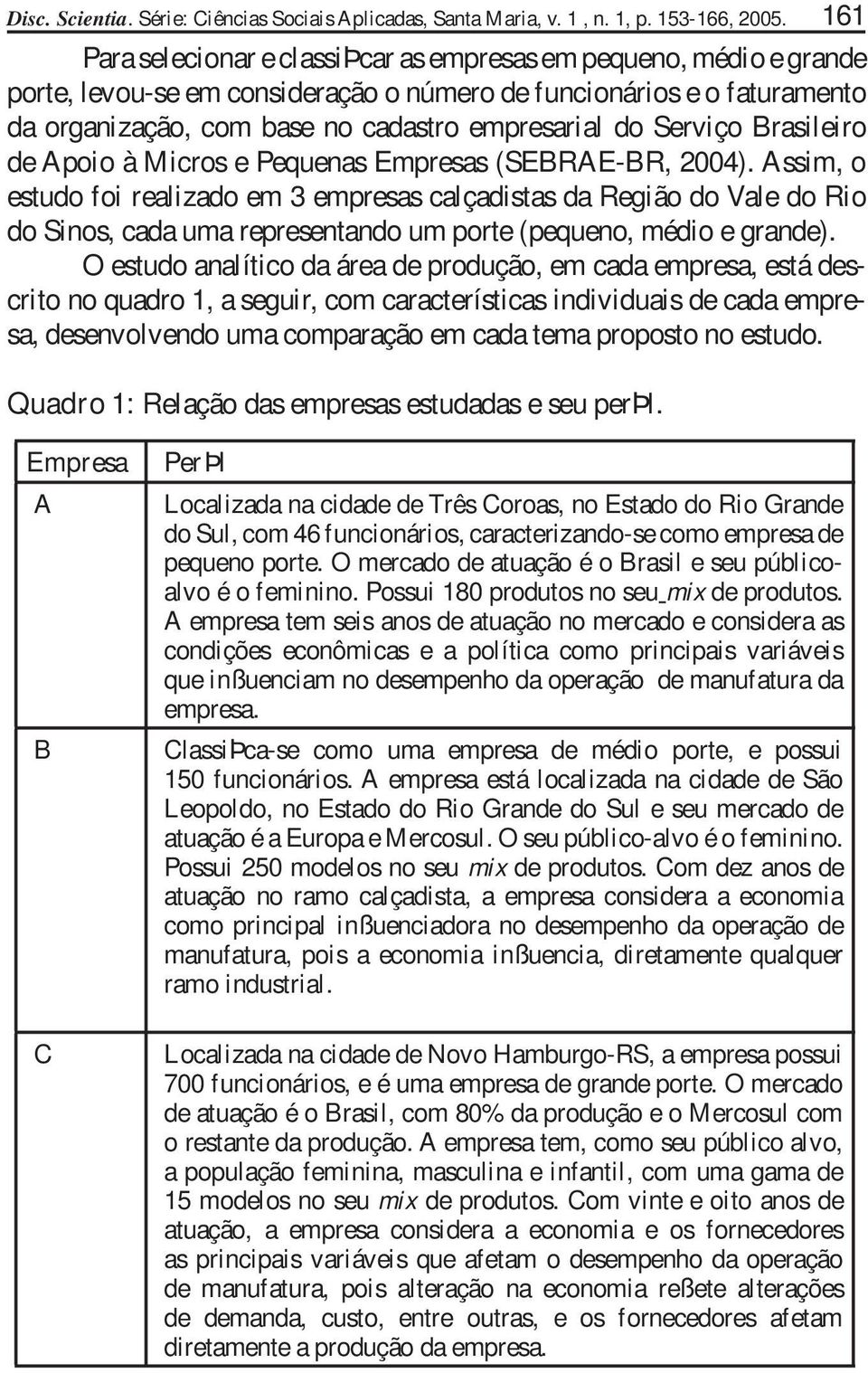 Serviço Brasileiro de Apoio à Micros e Pequenas Empresas (SEBRAE-BR, 2004).