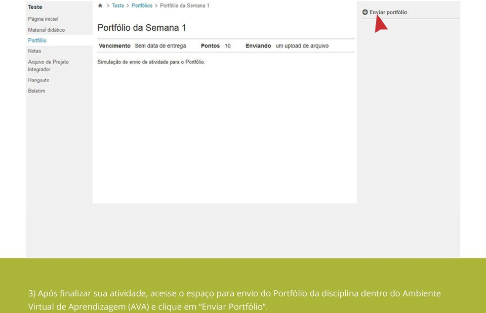 disciplina dentro do Ambiente Virtual de