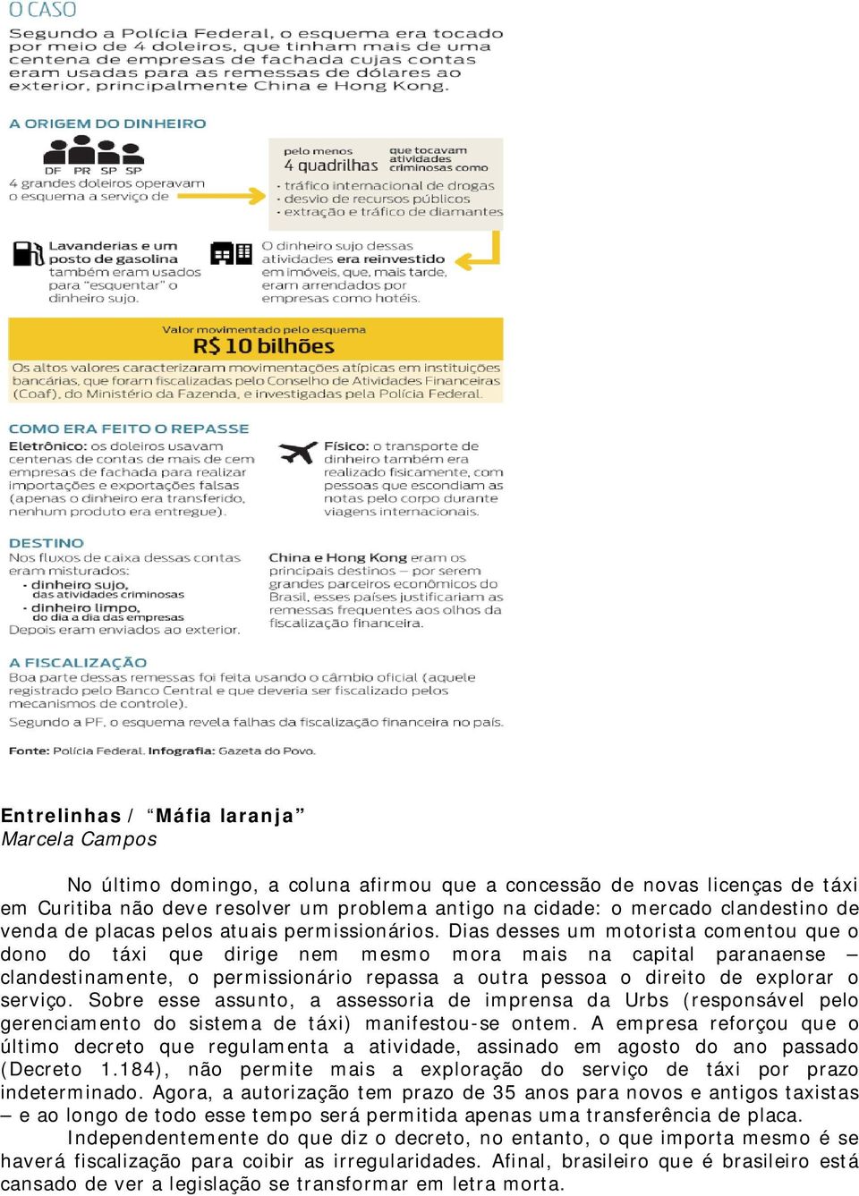 Dias desses um motorista comentou que o dono do táxi que dirige nem mesmo mora mais na capital paranaense clandestinamente, o permissionário repassa a outra pessoa o direito de explorar o serviço.