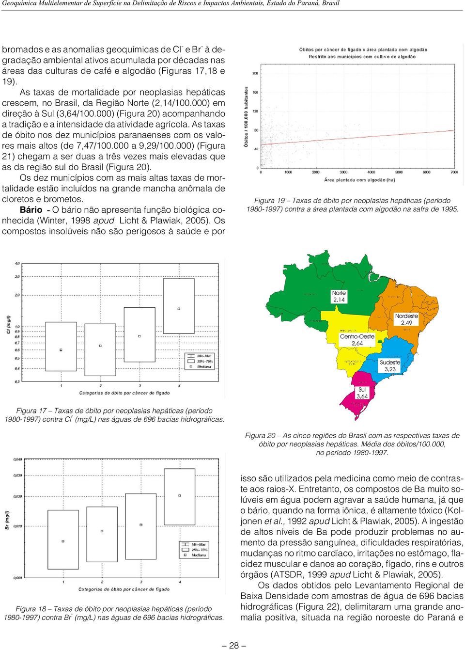 000) em direção à Sul (3,64/100.000) (Figura 20) acompanhando a tradição e a intensidade da atividade agrícola. As taxas de óbito nos dez municípios paranaenses com os valores mais altos (de 7,47/100.