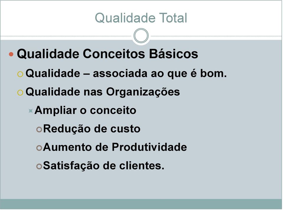 Qualidade nas Organizações Ampliar o