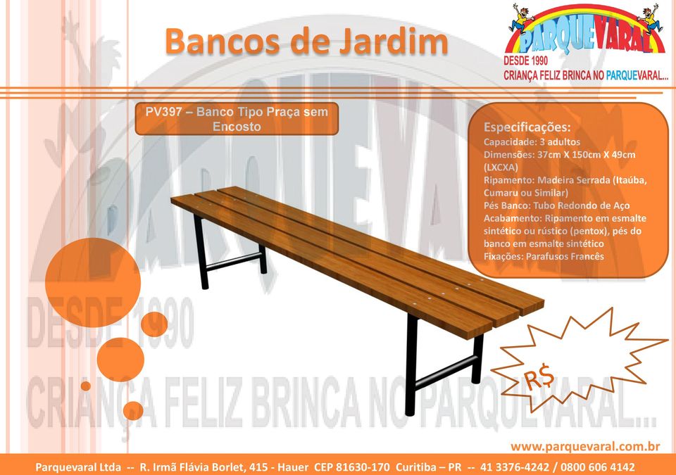 150cm X 49cm Pés Banco: Tubo